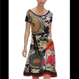 Desigual Cotton Dress Beautiful Wearable Art Size small